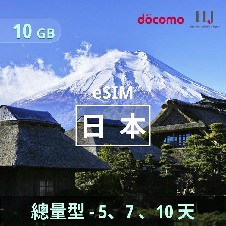 日本 eSIM｜docomo IIJ 總量型上網｜10GB