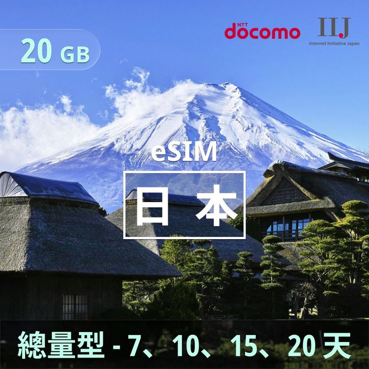 日本 eSIM｜docomo IIJ 總量型上網｜20GB